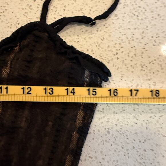 Tiger Mist Sopha Black Sheer Mesh Nude Lining Mini Dress Medium Party Clubwear - Picture 9 of 10